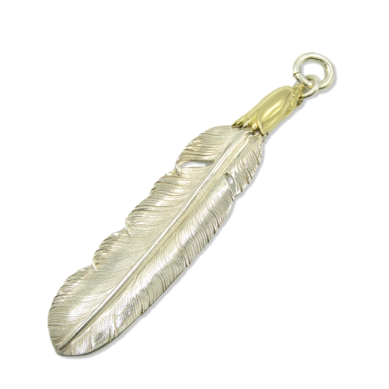 ラリースミスペンダント EFNL-0041 EAGLE HEAD FEATHER PENDANT 18K GOLD ACCENT買取