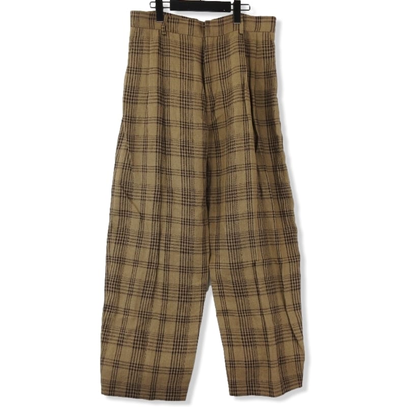 クリスタセヤ チェック ワイドパンツ double pleated wide pantsをお